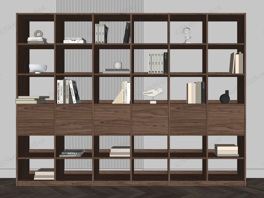 Solid Wood Cube Bookshelf sketchup model preview - SketchupBox