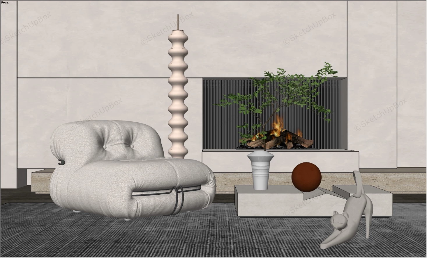 Lounge Room Chair And Table Set sketchup model preview - SketchupBox