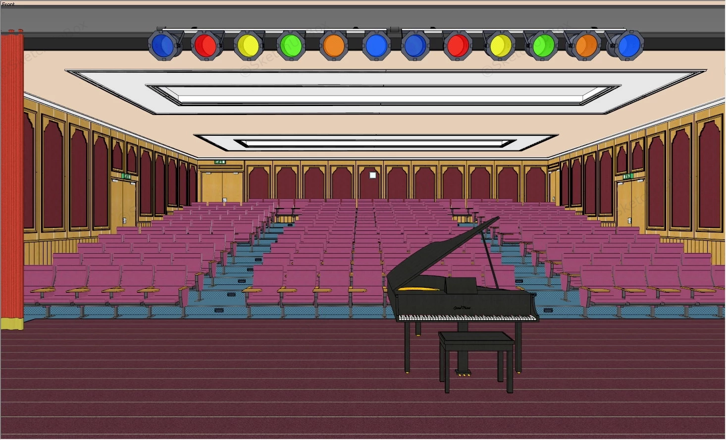 Acoustic Music Auditorium sketchup model preview - SketchupBox