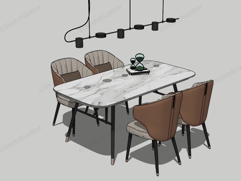 Modern Industrial Dining Table Set sketchup model preview - SketchupBox