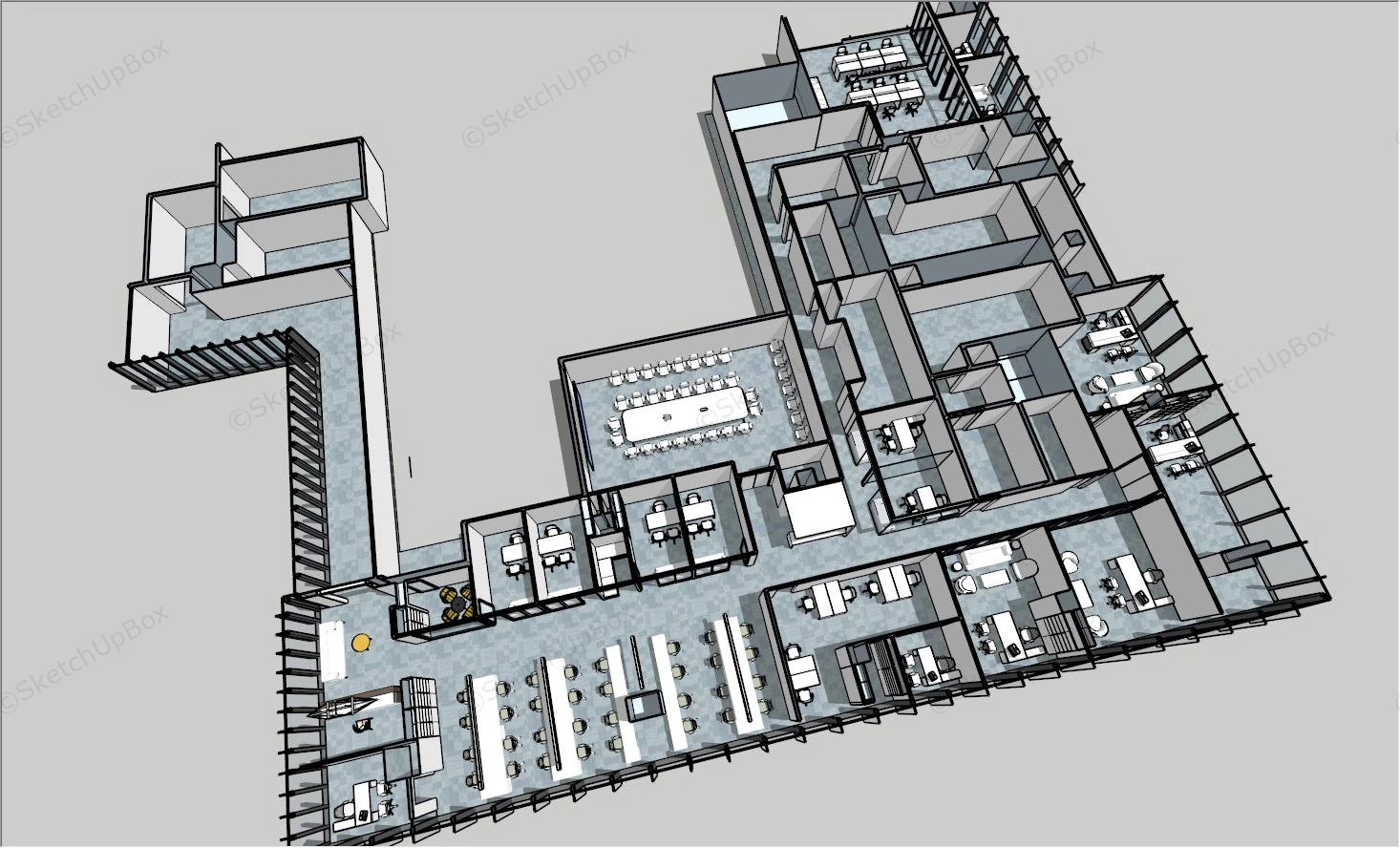 Large Corporate Office Layout Design sketchup model preview - SketchupBox