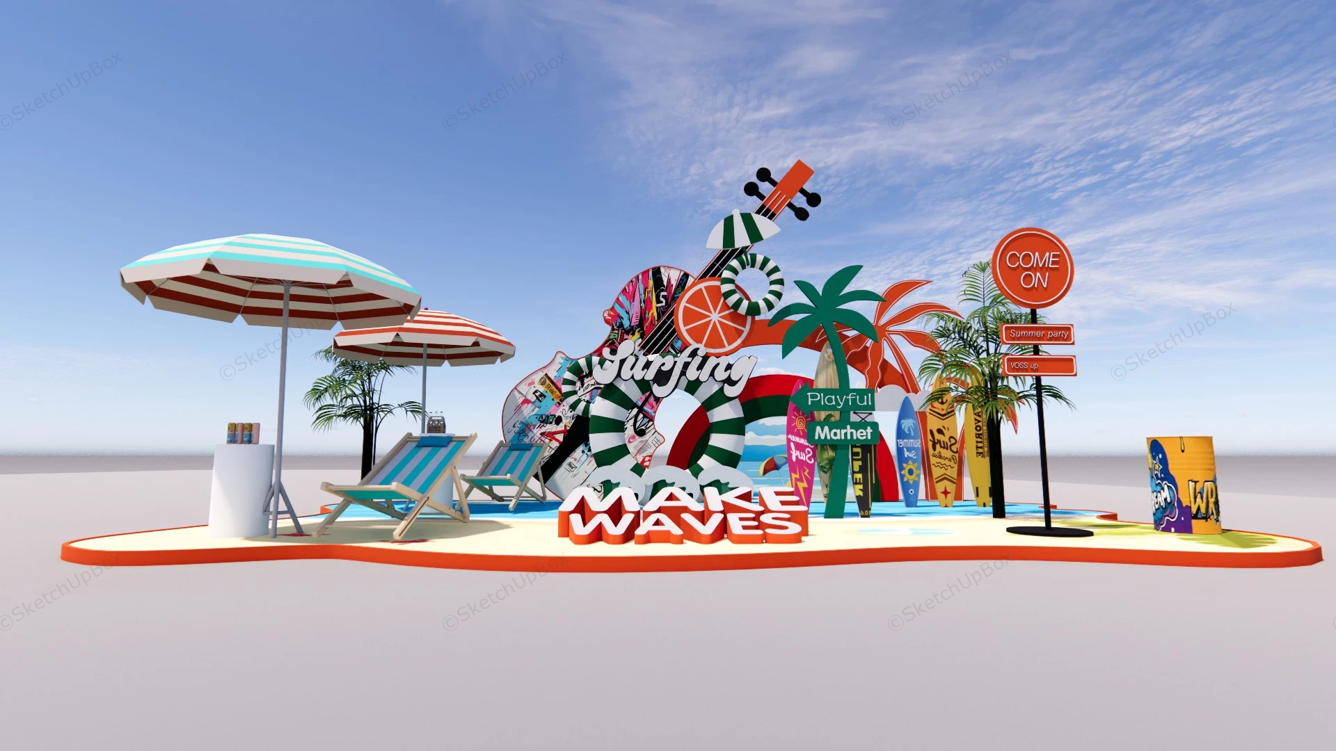 Surfing Festival Art Installation sketchup model preview - SketchupBox