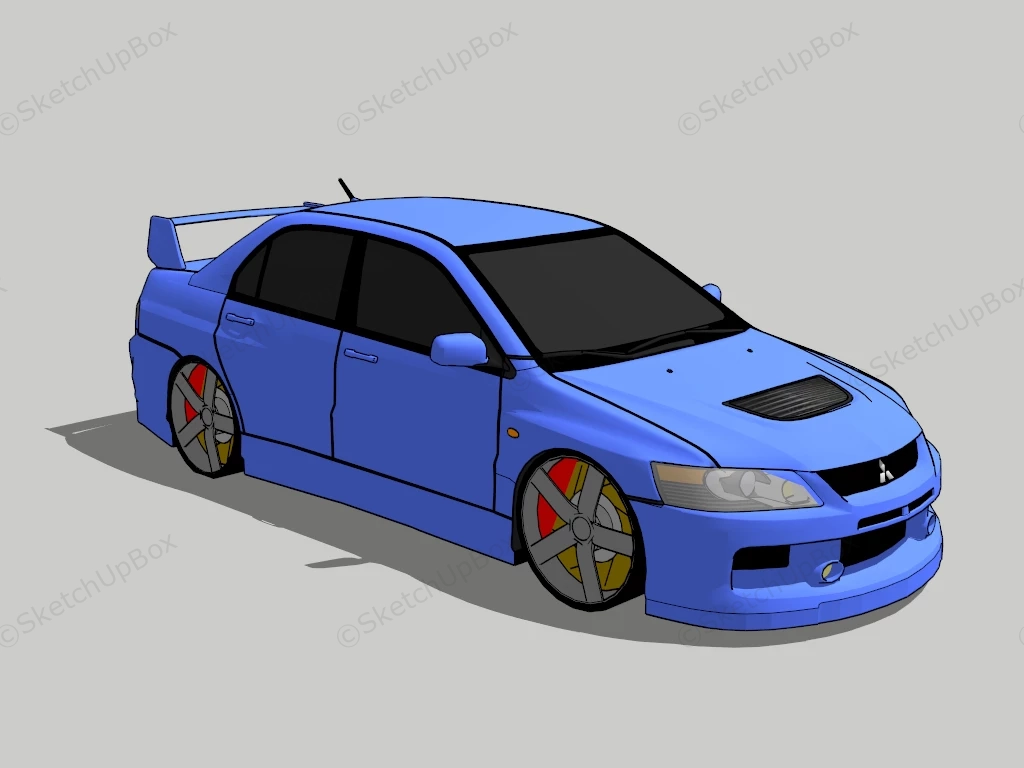 Tuned Mitsubishi Evo sketchup model preview - SketchupBox