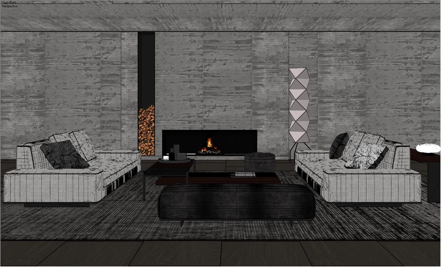 Modern Industrial Living Room Idea sketchup model preview - SketchupBox