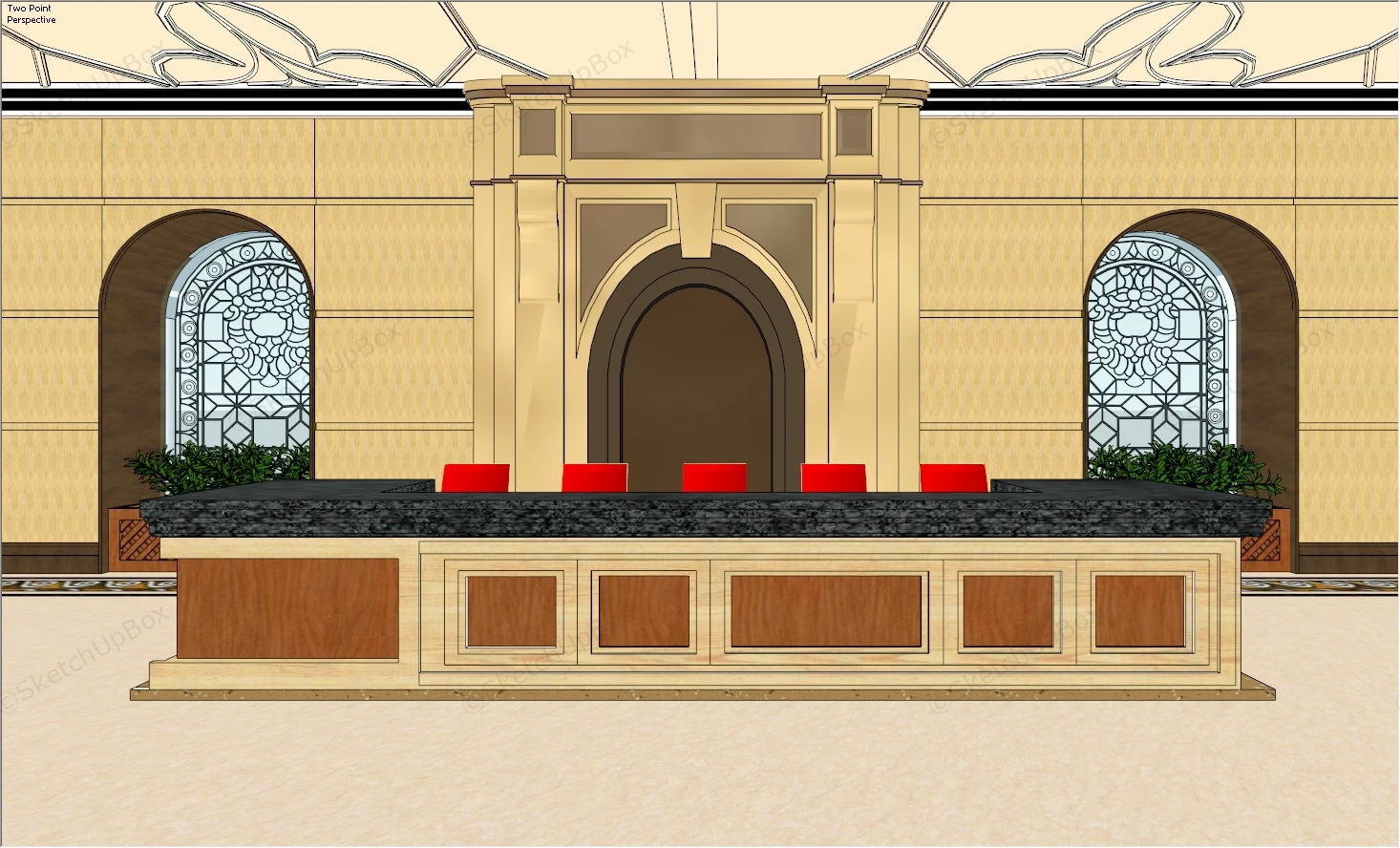 Retro Hotel Reception Desk sketchup model preview - SketchupBox