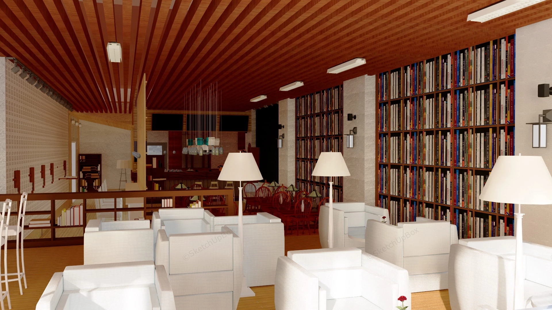 Bookstore Coffee Shop Interior sketchup model preview - SketchupBox