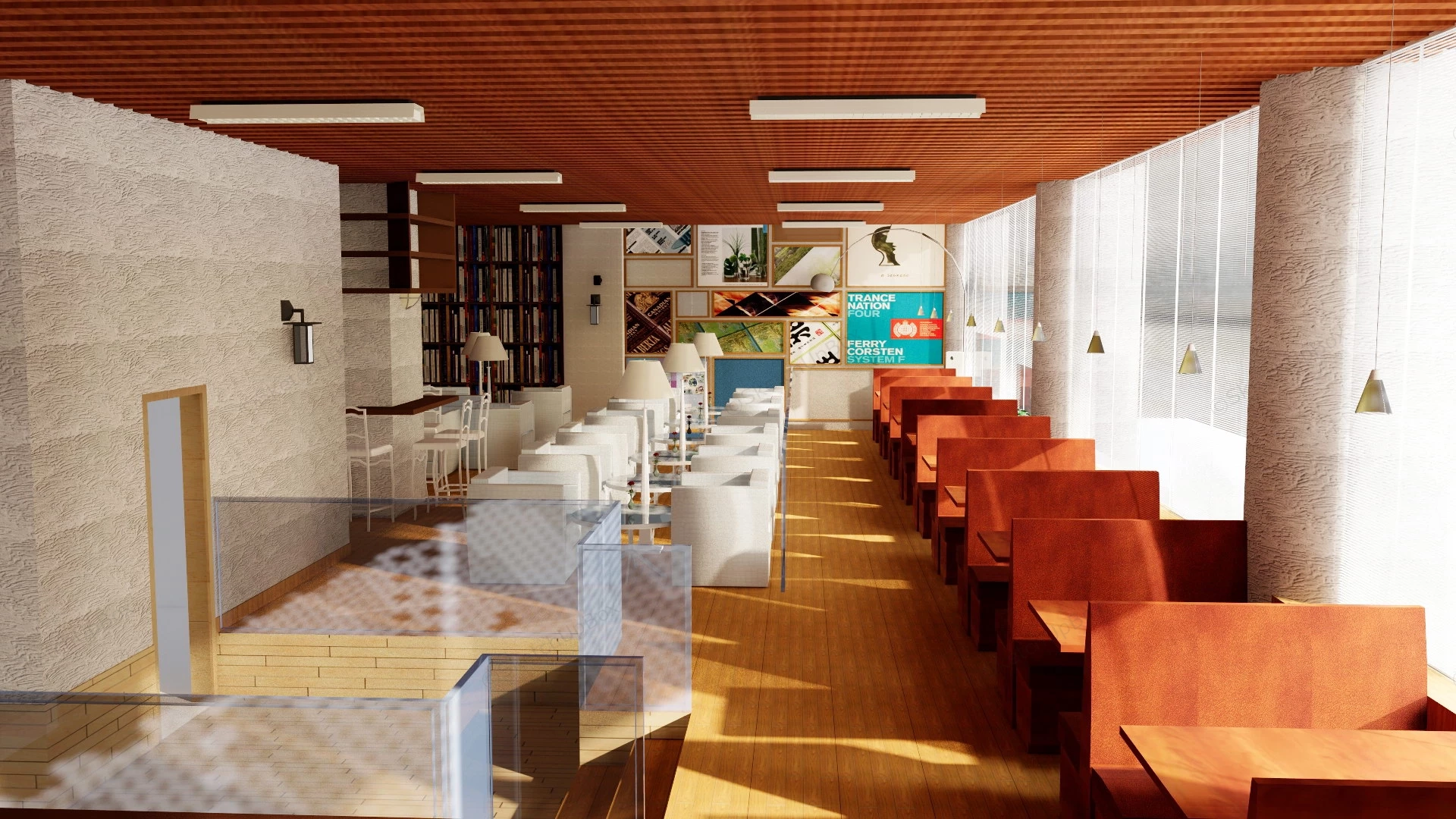 Bookstore Coffee Shop Interior sketchup model preview - SketchupBox