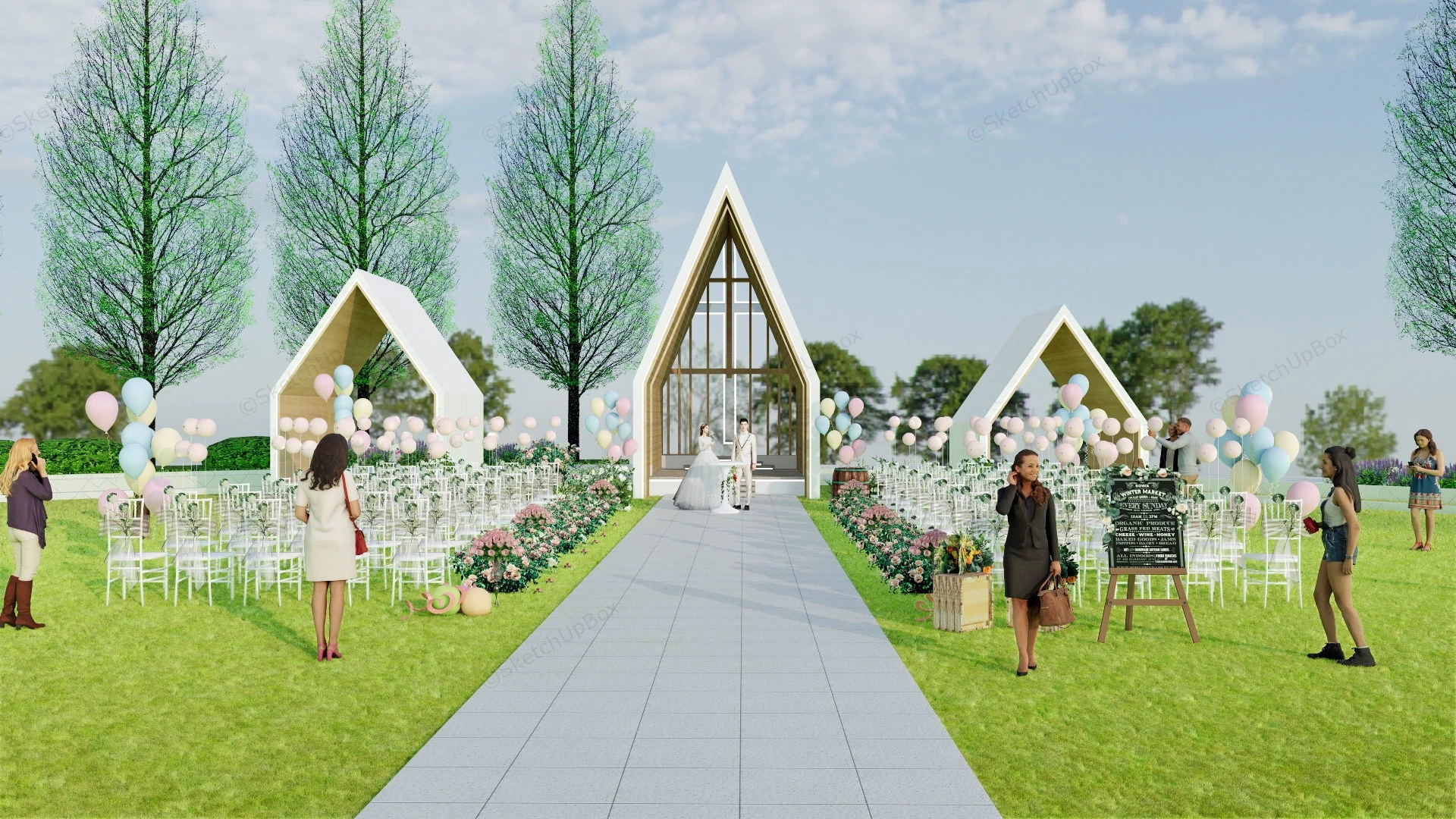 Outdoor Lawn Wedding Venue Idea sketchup model preview - SketchupBox