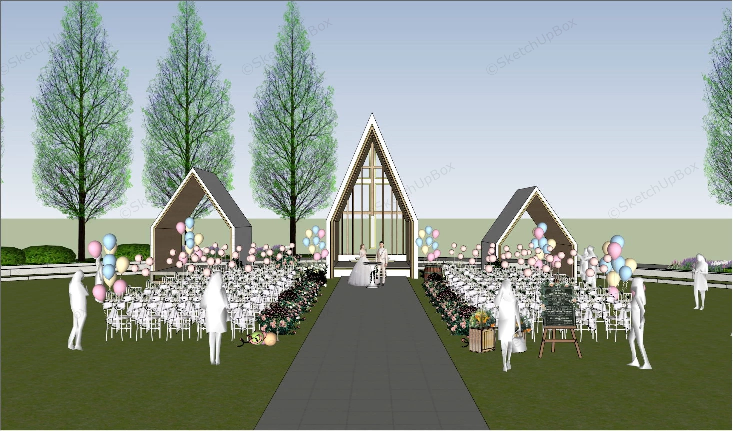 Outdoor Lawn Wedding Venue Idea sketchup model preview - SketchupBox