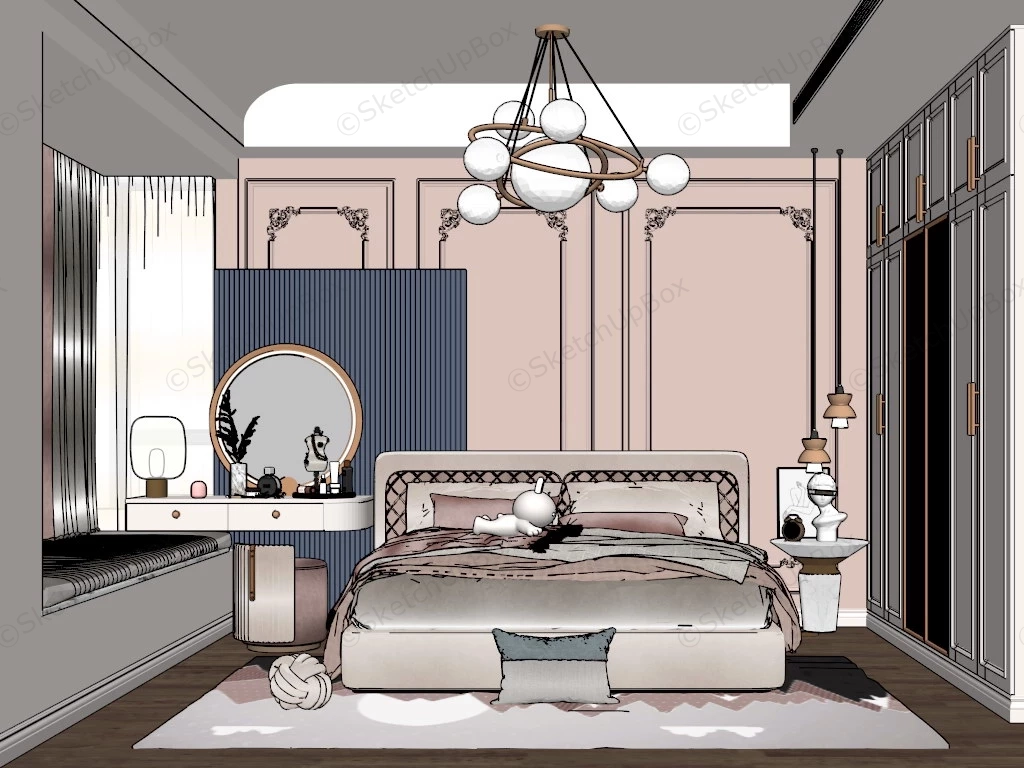 Gorgeous Girly Bedroom Idea sketchup model preview - SketchupBox