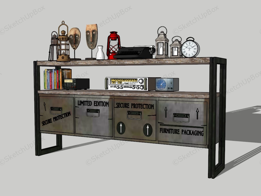 Industrial Vintage Console Table sketchup model preview - SketchupBox