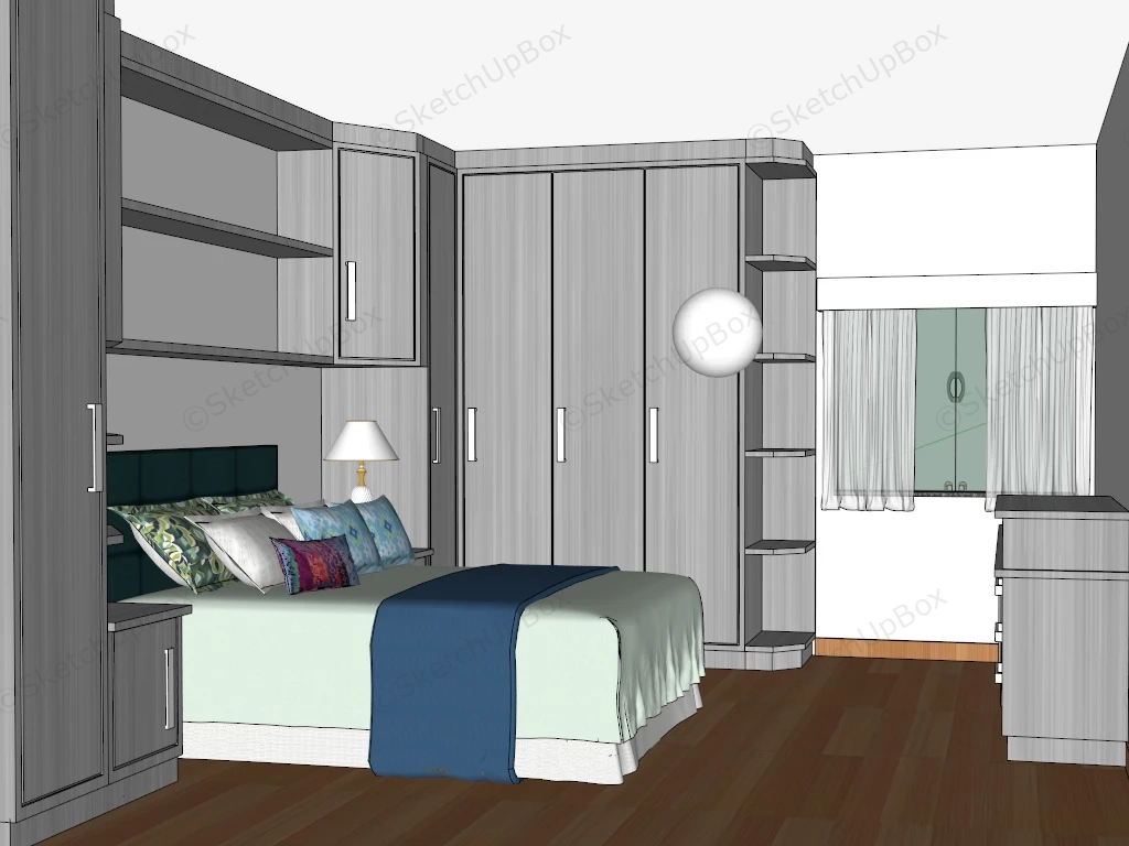 Single Man Bedroom Idea sketchup model preview - SketchupBox