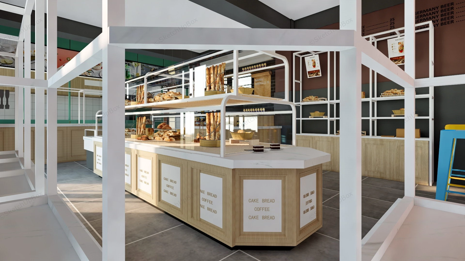 Bakery Shop Interior Design sketchup model preview - SketchupBox