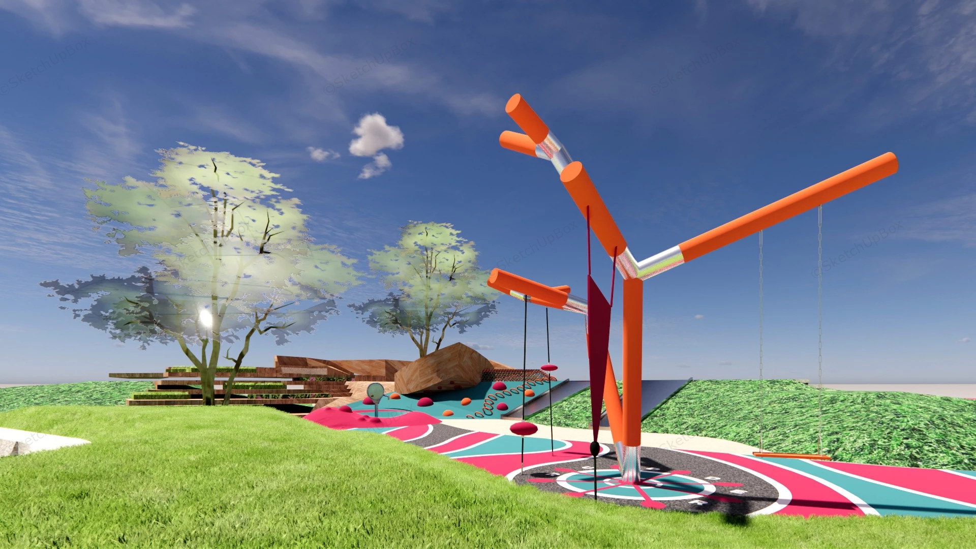 Small Park Playground sketchup model preview - SketchupBox