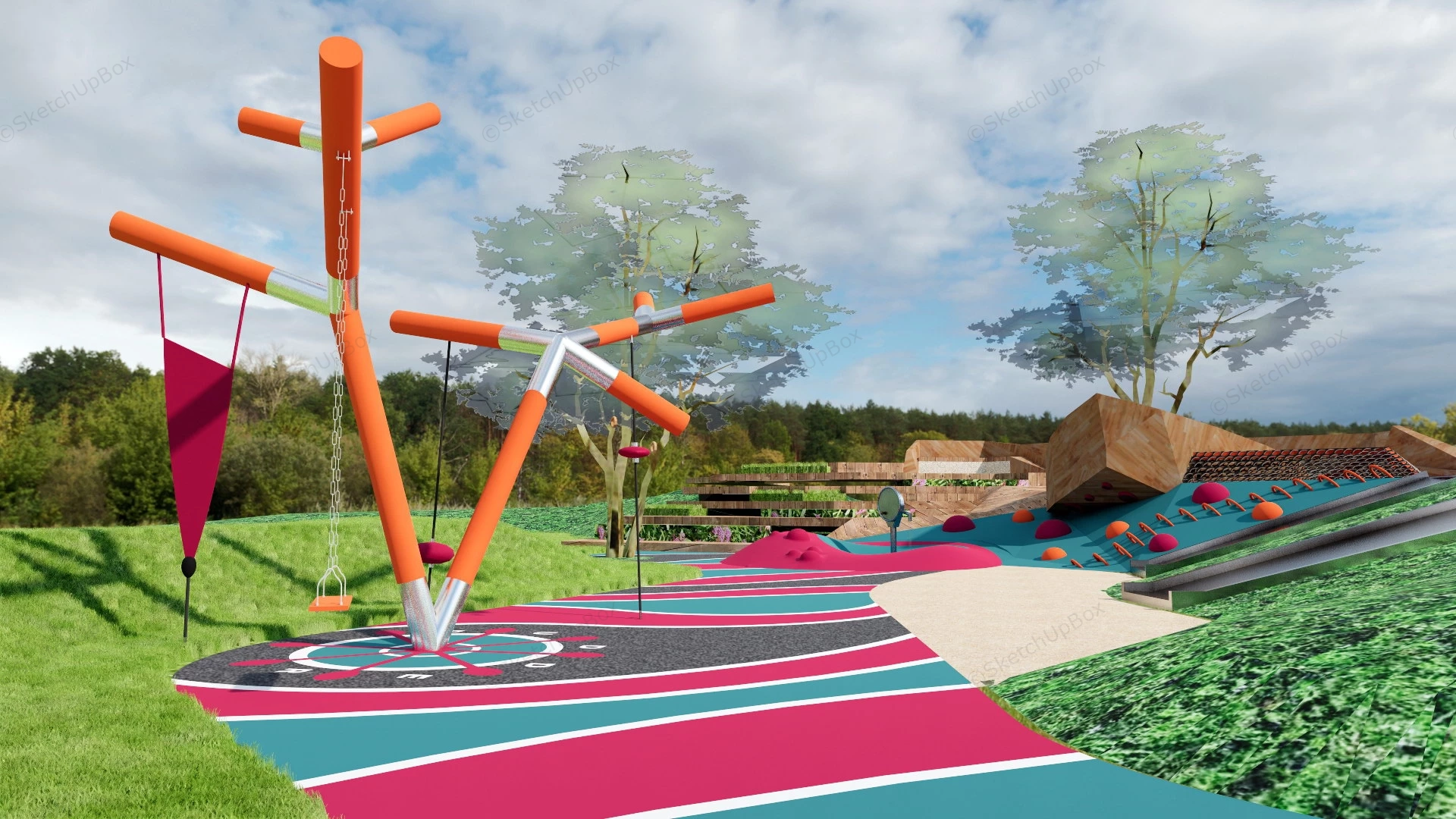 Small Park Playground sketchup model preview - SketchupBox