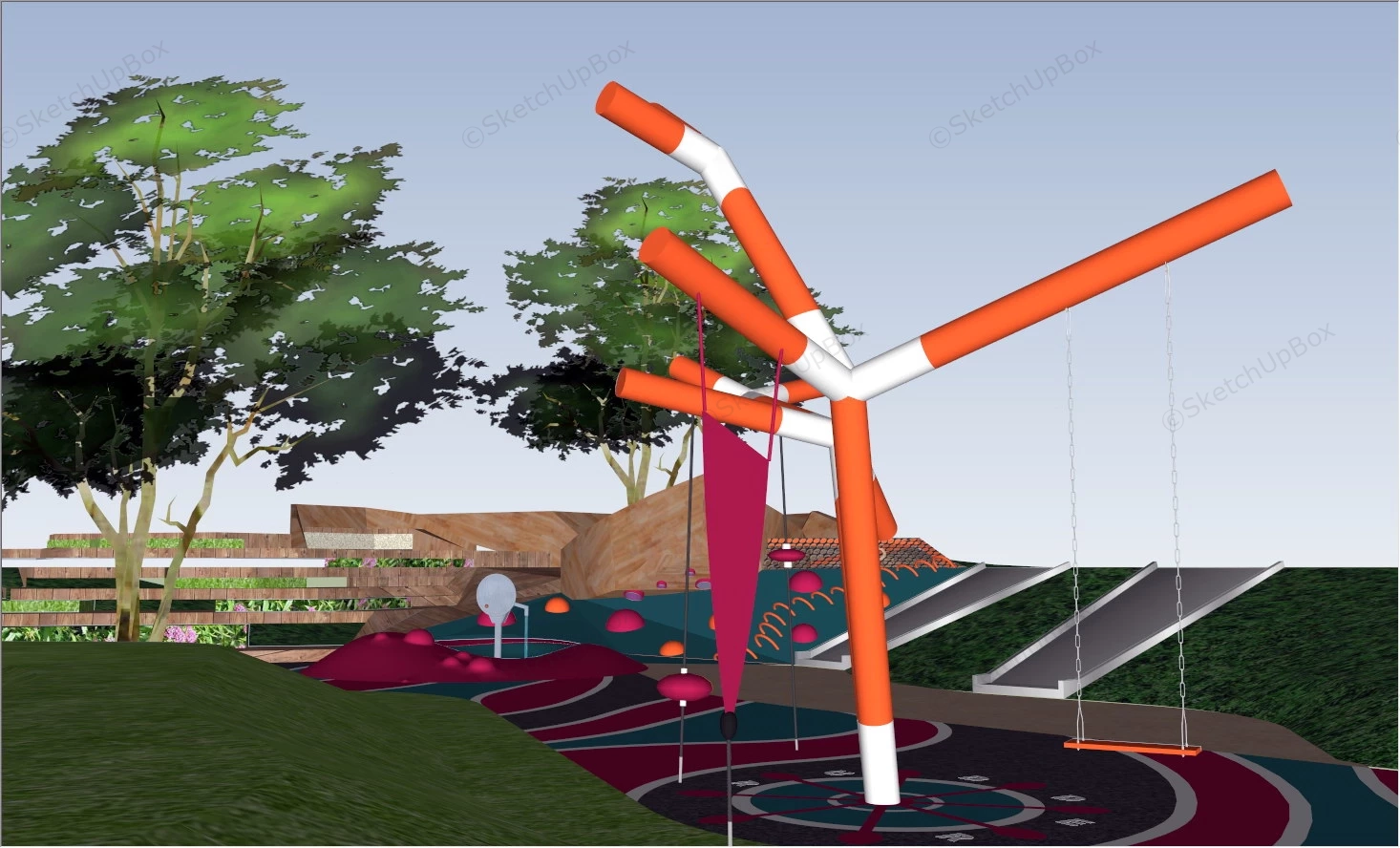 Small Park Playground sketchup model preview - SketchupBox