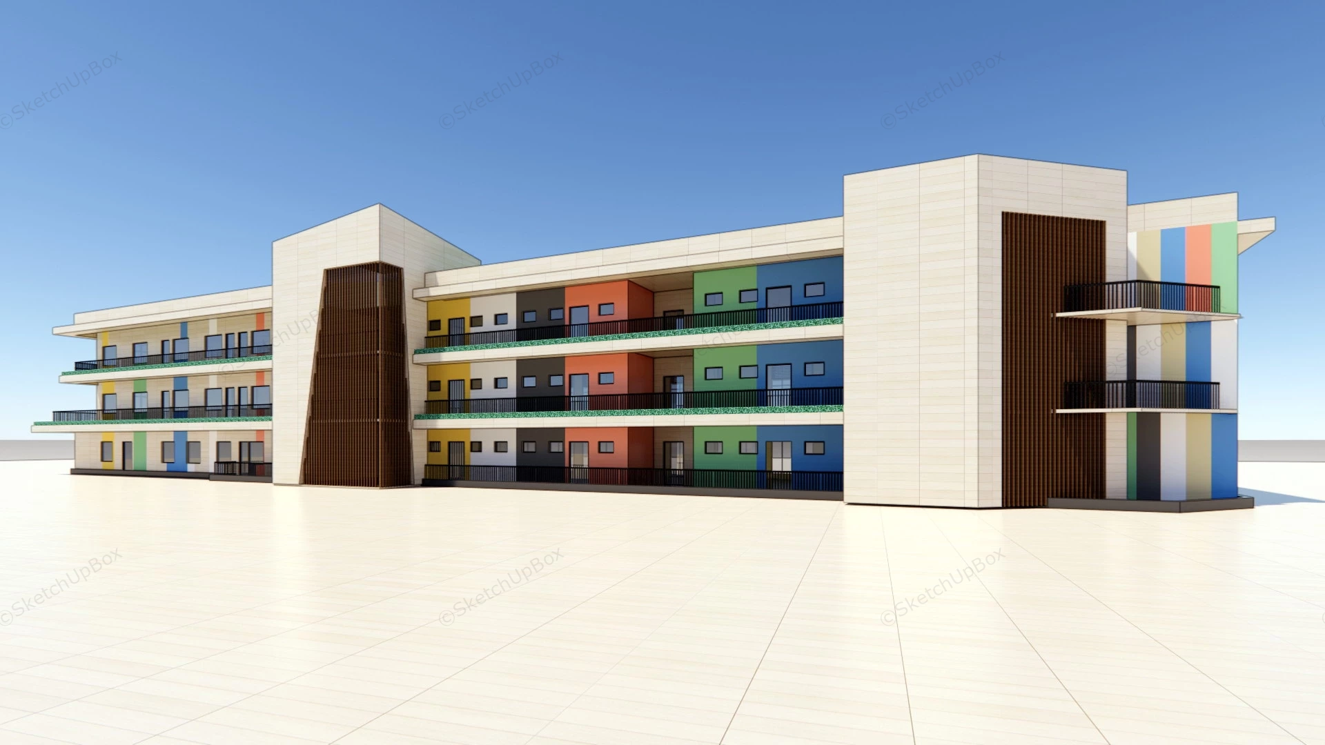 Modern Kindergarten Building sketchup model preview - SketchupBox