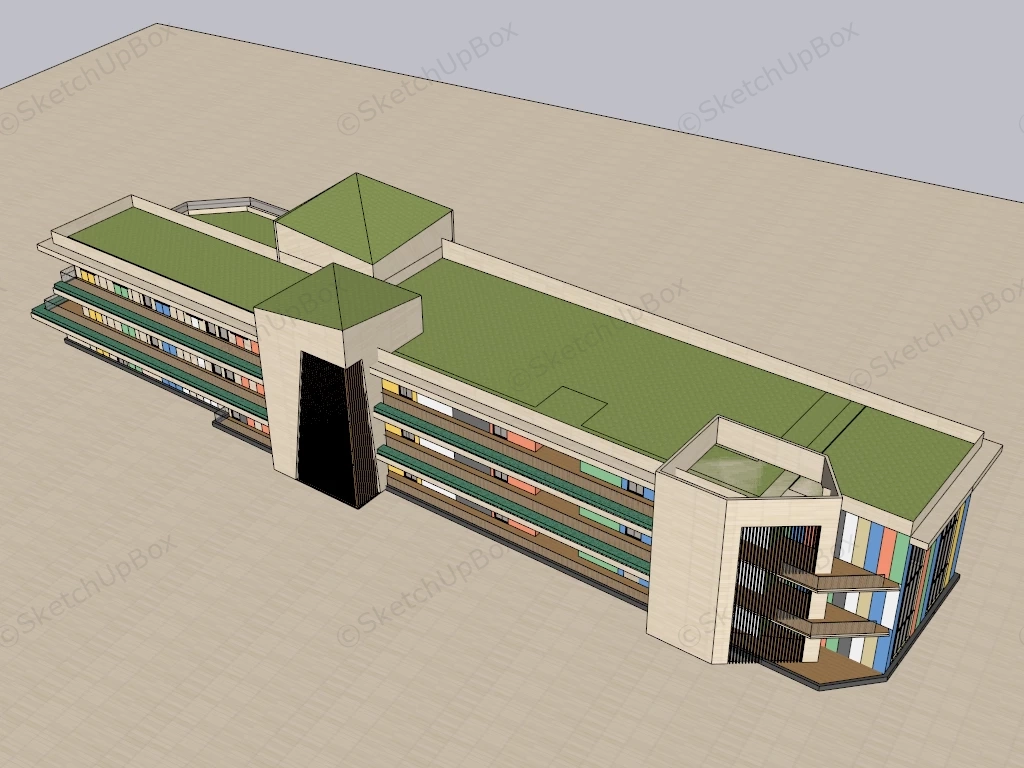 Modern Kindergarten Building sketchup model preview - SketchupBox