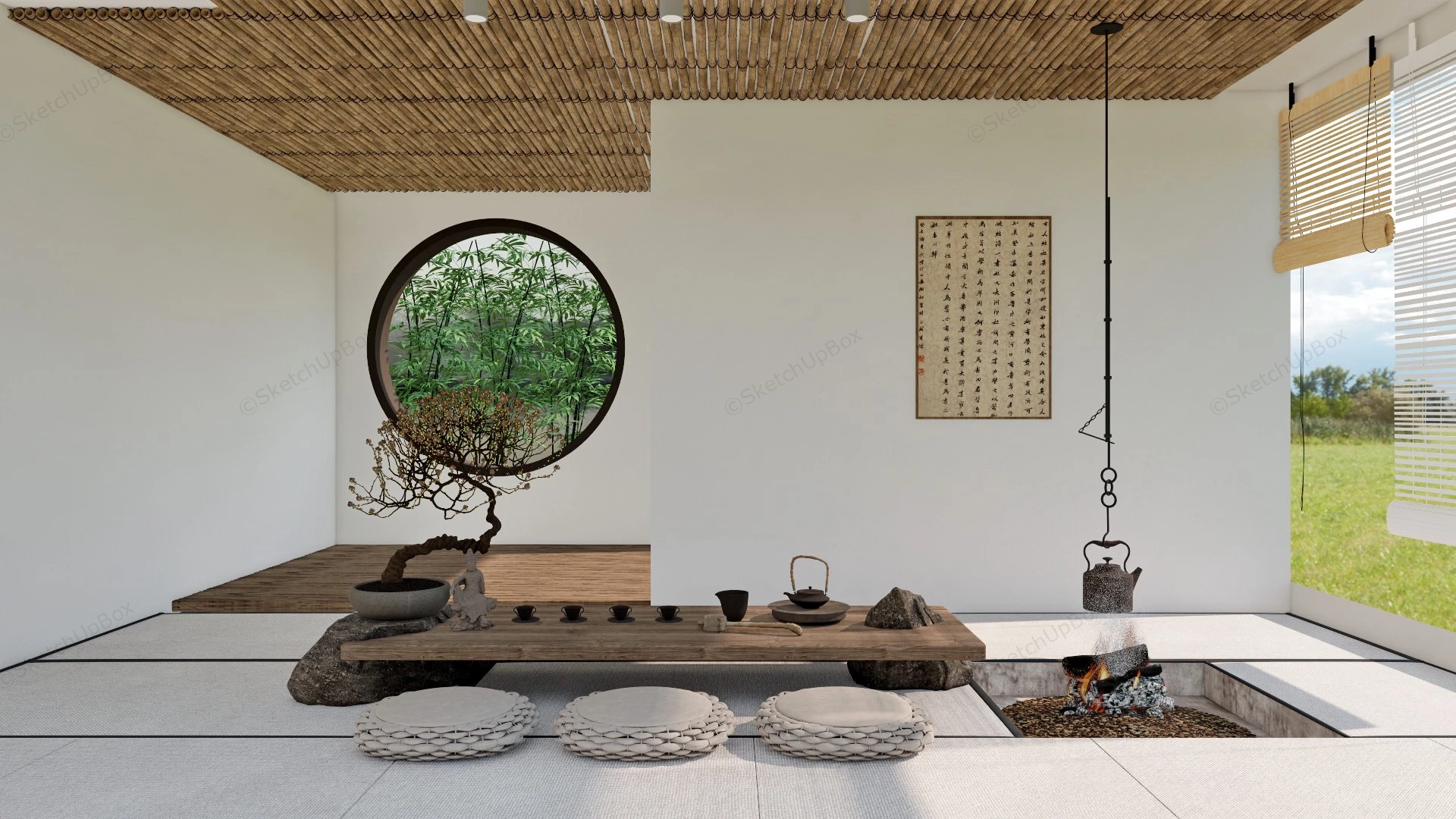 Japanese Tea Room Interior sketchup model preview - SketchupBox