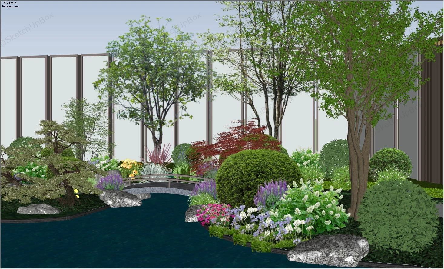 Backyard Pond Garden Ideas sketchup model preview - SketchupBox