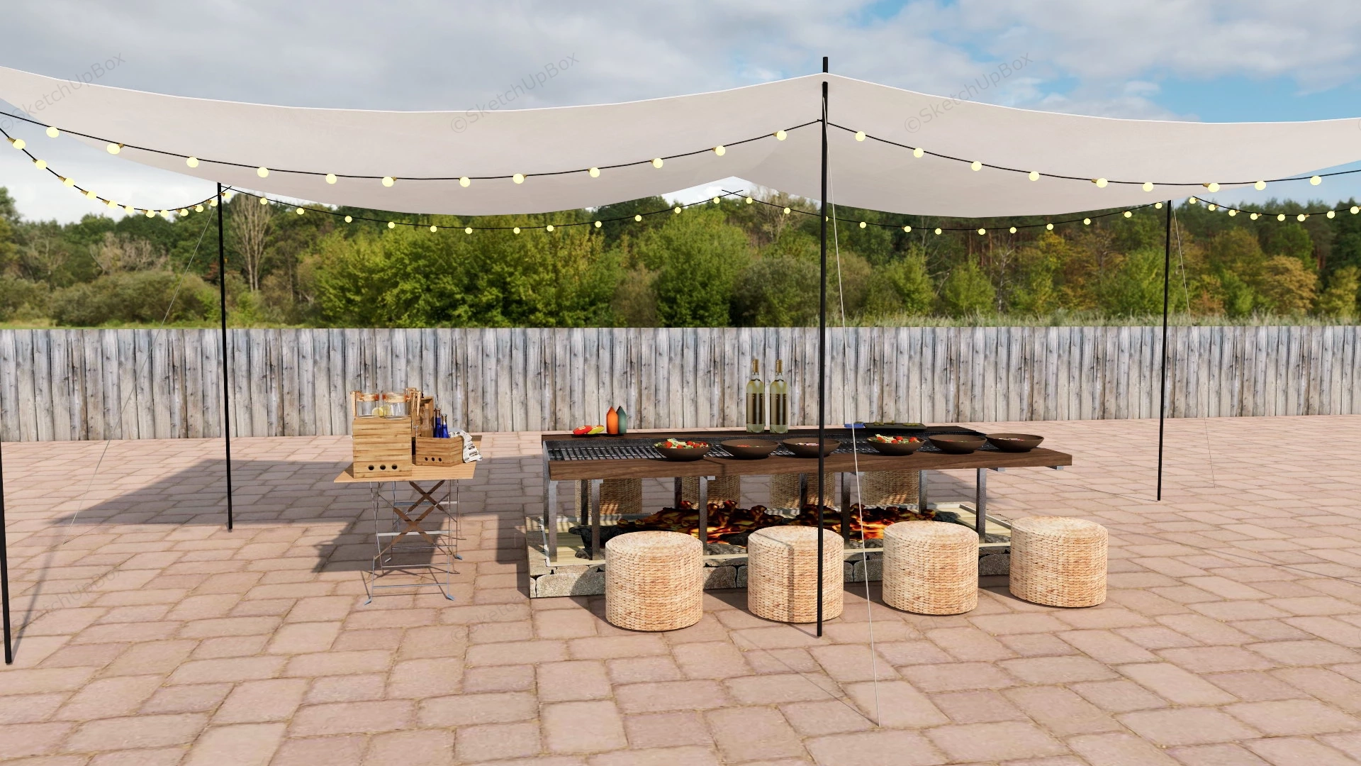 Outdoor Bbq With Canopy sketchup model preview - SketchupBox