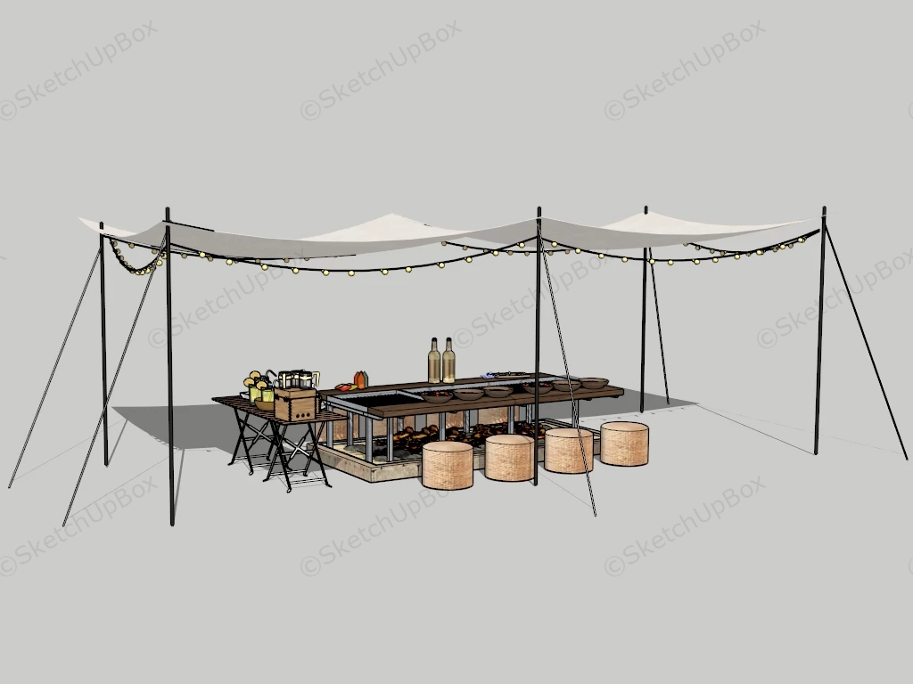 Outdoor Bbq With Canopy sketchup model preview - SketchupBox