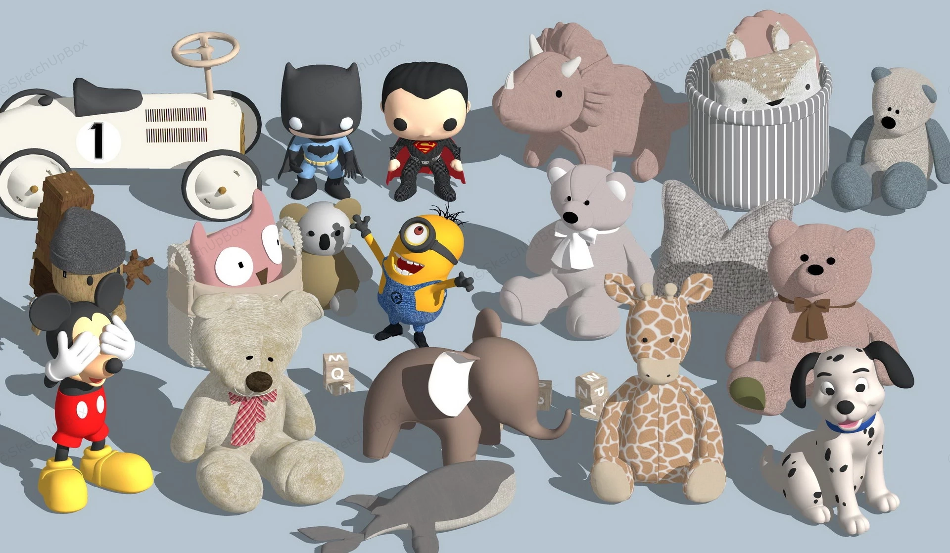 Stuffed Animal Toy Set sketchup model preview - SketchupBox