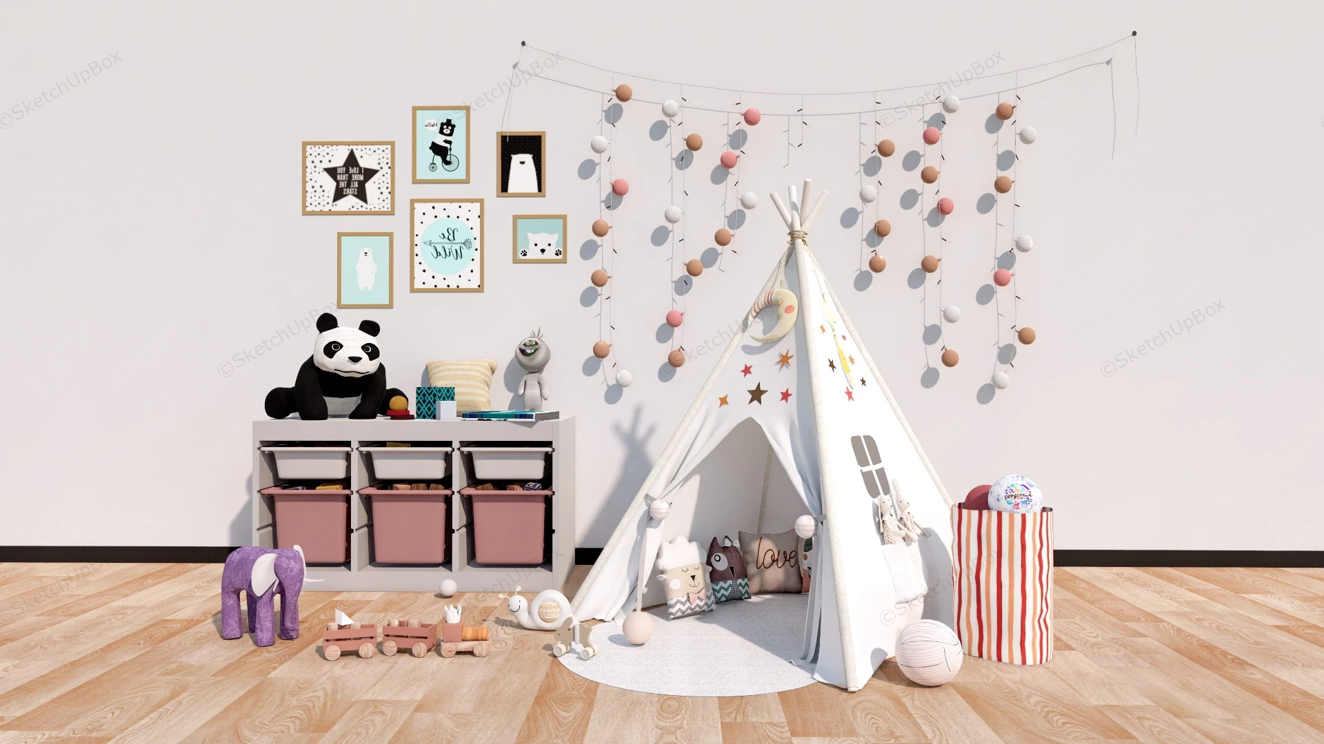 Playroom Toy Storage And Tent sketchup model preview - SketchupBox