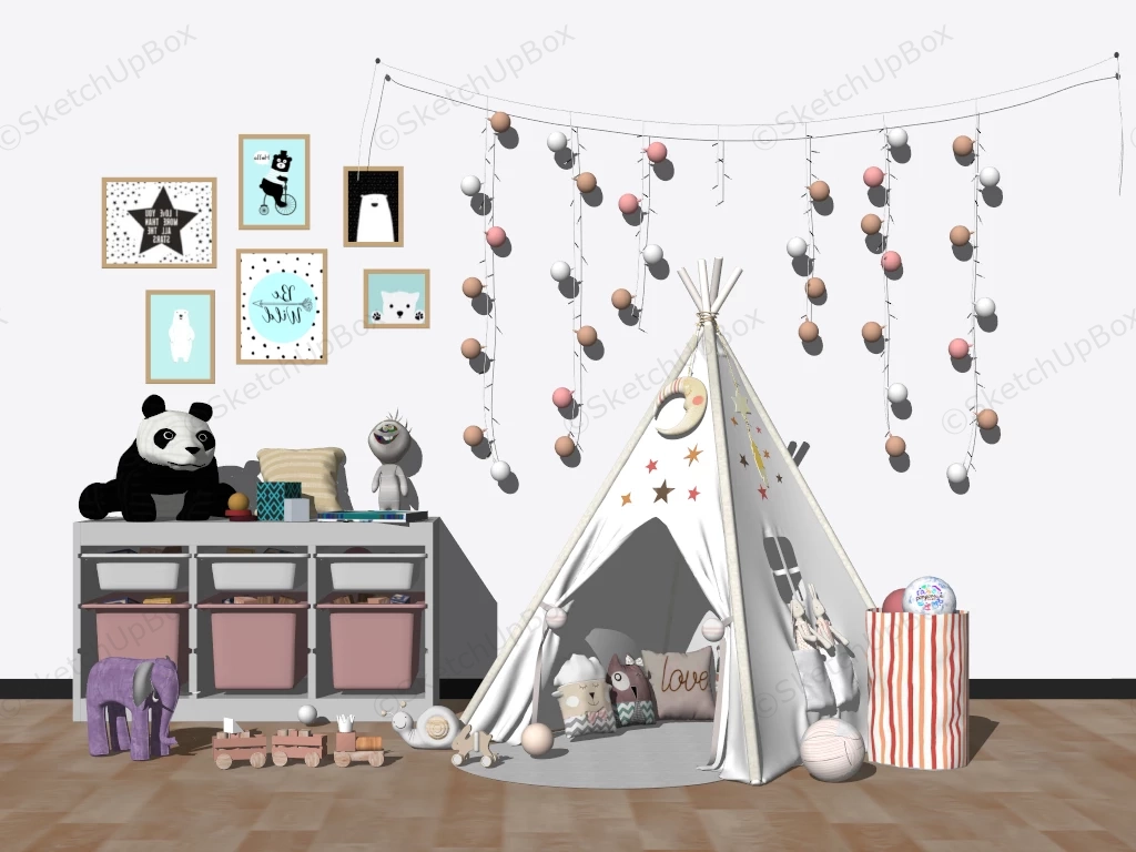 Playroom Toy Storage And Tent sketchup model preview - SketchupBox