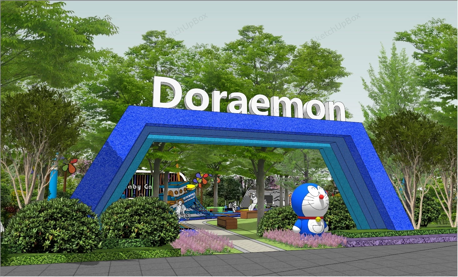 Doraemon Themed Adventure Park sketchup model preview - SketchupBox