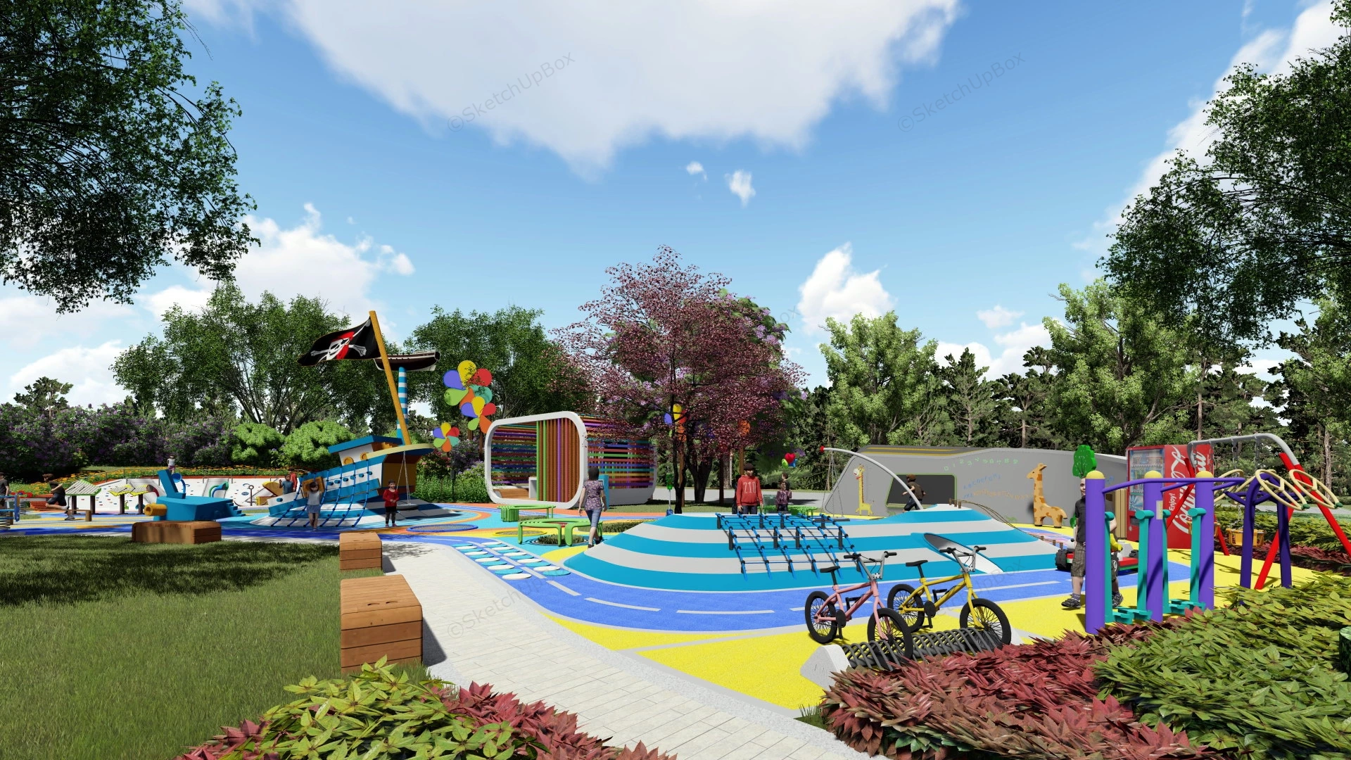 Doraemon Themed Adventure Park sketchup model preview - SketchupBox