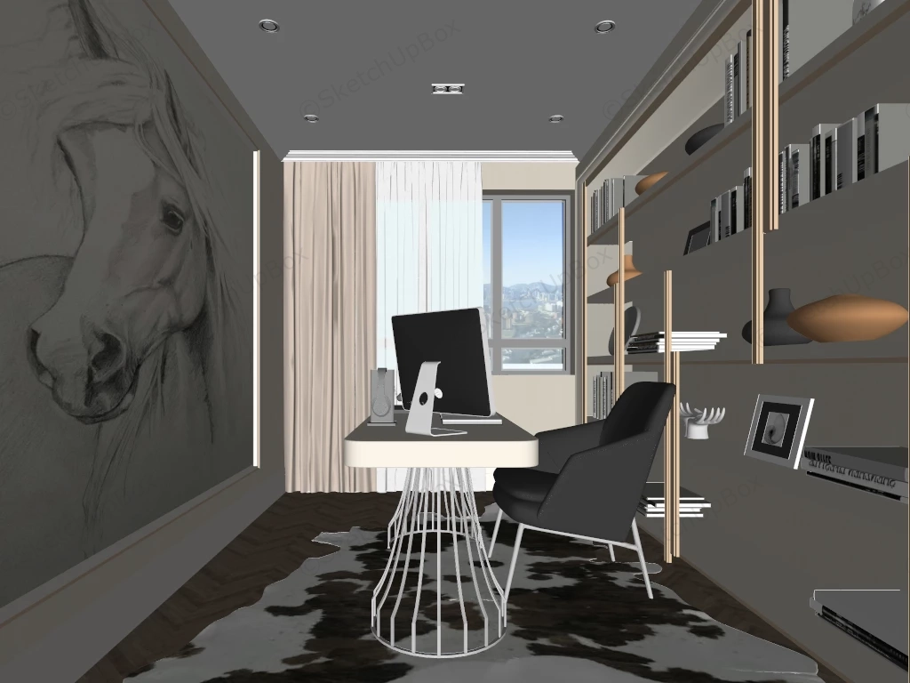 Modern Home Office Design sketchup model preview - SketchupBox