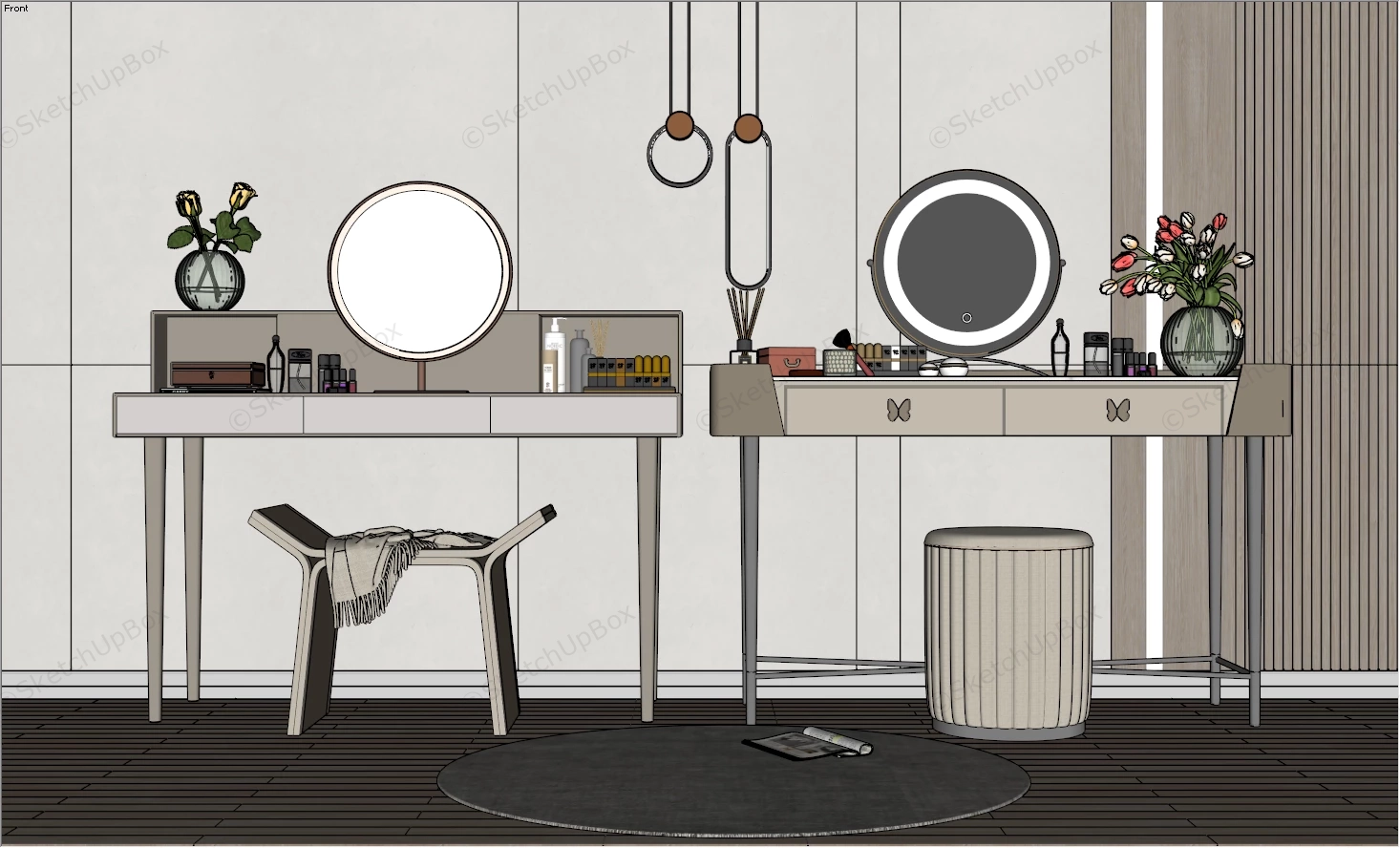 Minimalist Makeup Vanity Design sketchup model preview - SketchupBox