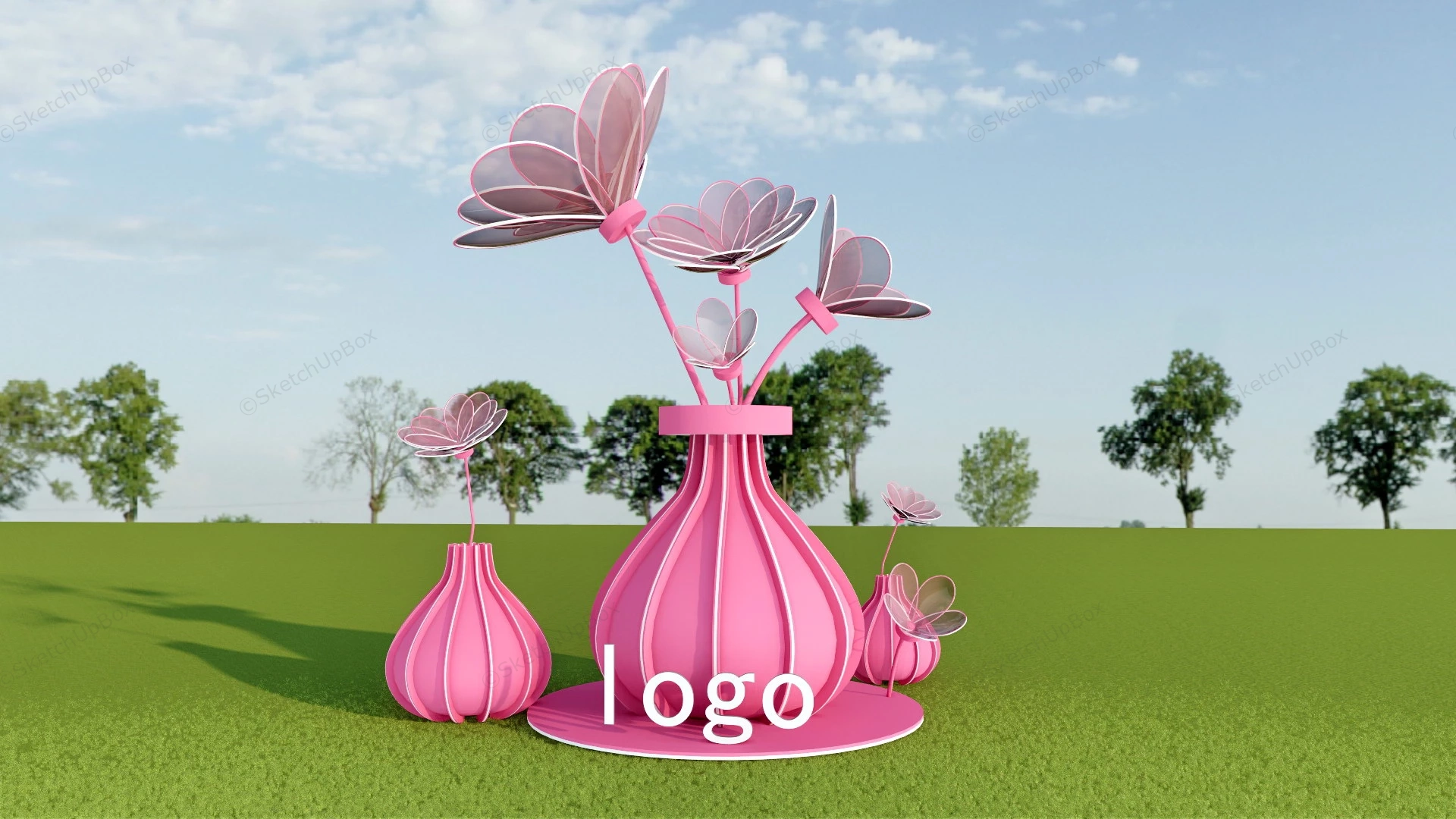 Pink Flower Installation sketchup model preview - SketchupBox