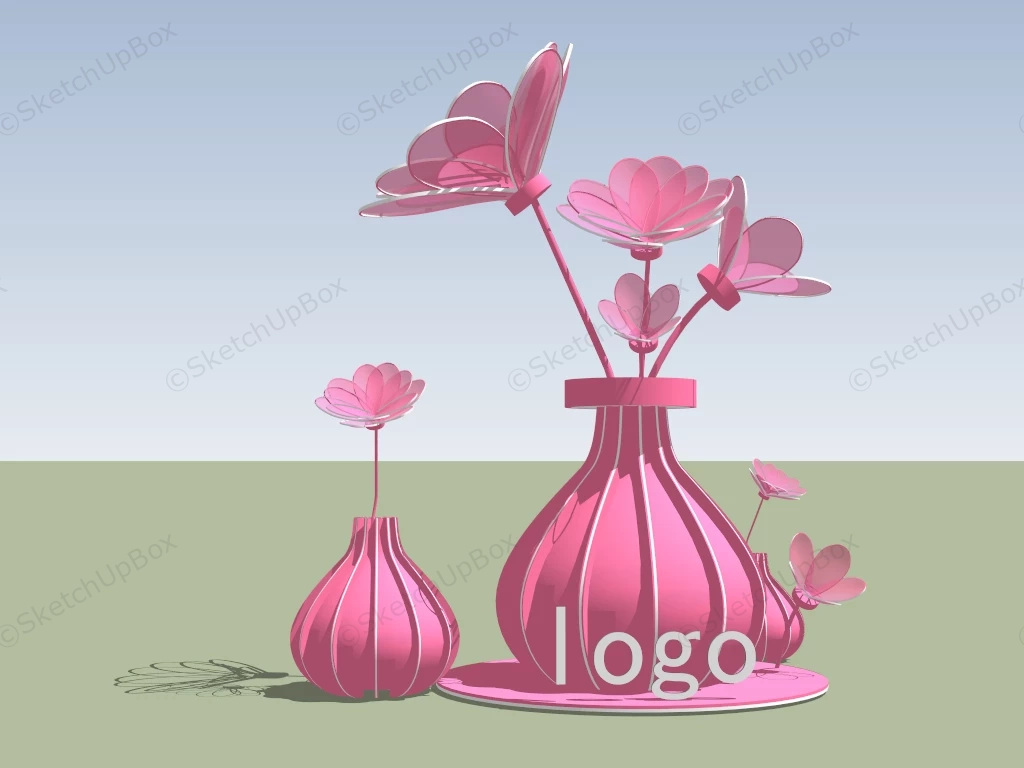 Pink Flower Installation sketchup model preview - SketchupBox