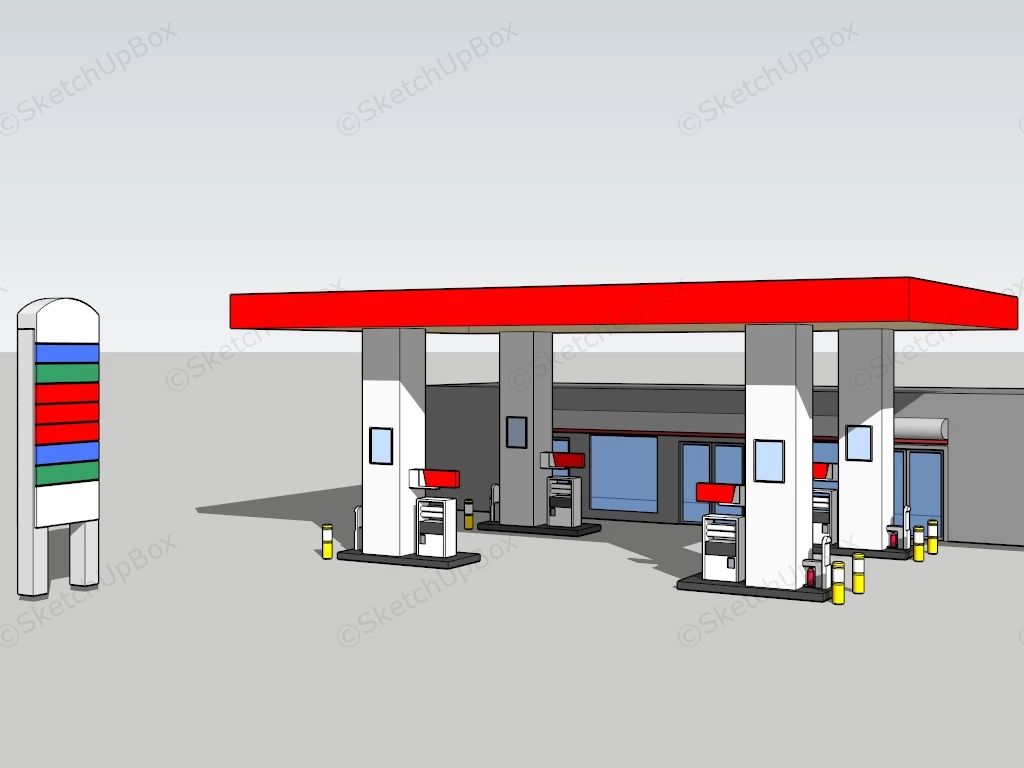 Old Gas Station sketchup model preview - SketchupBox