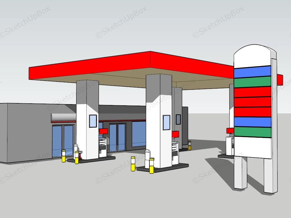 Old Gas Station sketchup model preview - SketchupBox