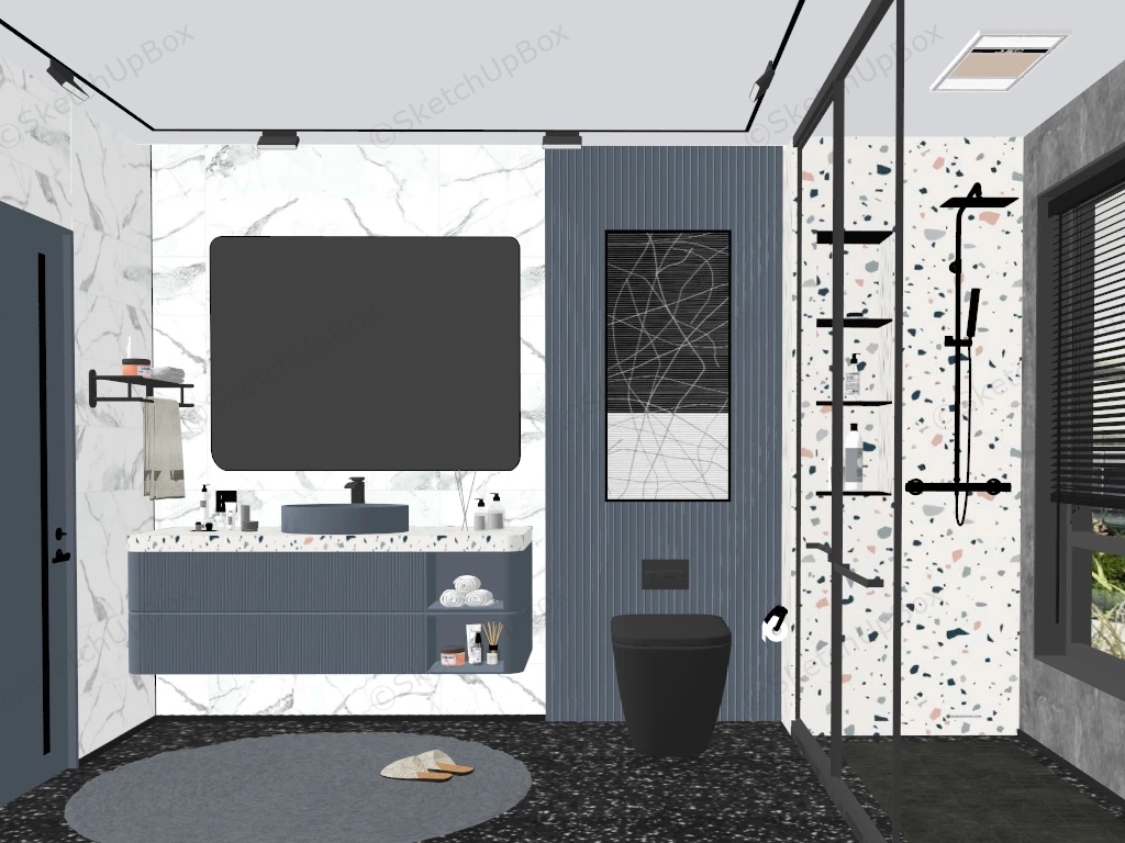 Blue And White Bathroom Ideas sketchup model preview - SketchupBox