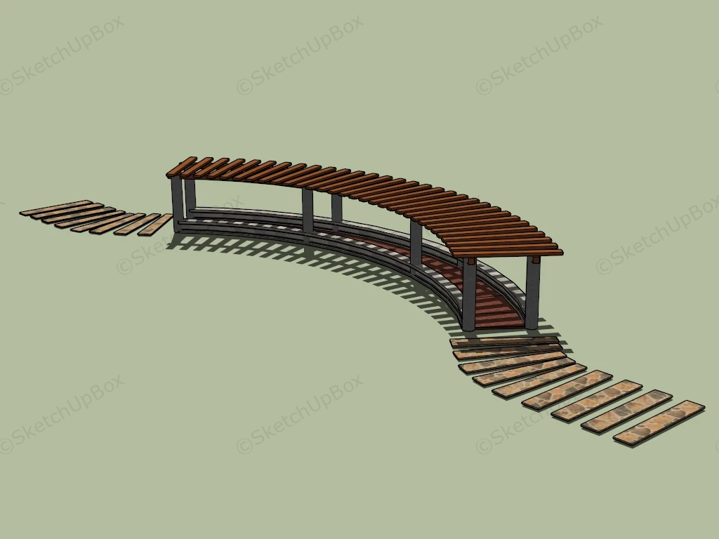 Curved Pergola Walkway sketchup model preview - SketchupBox