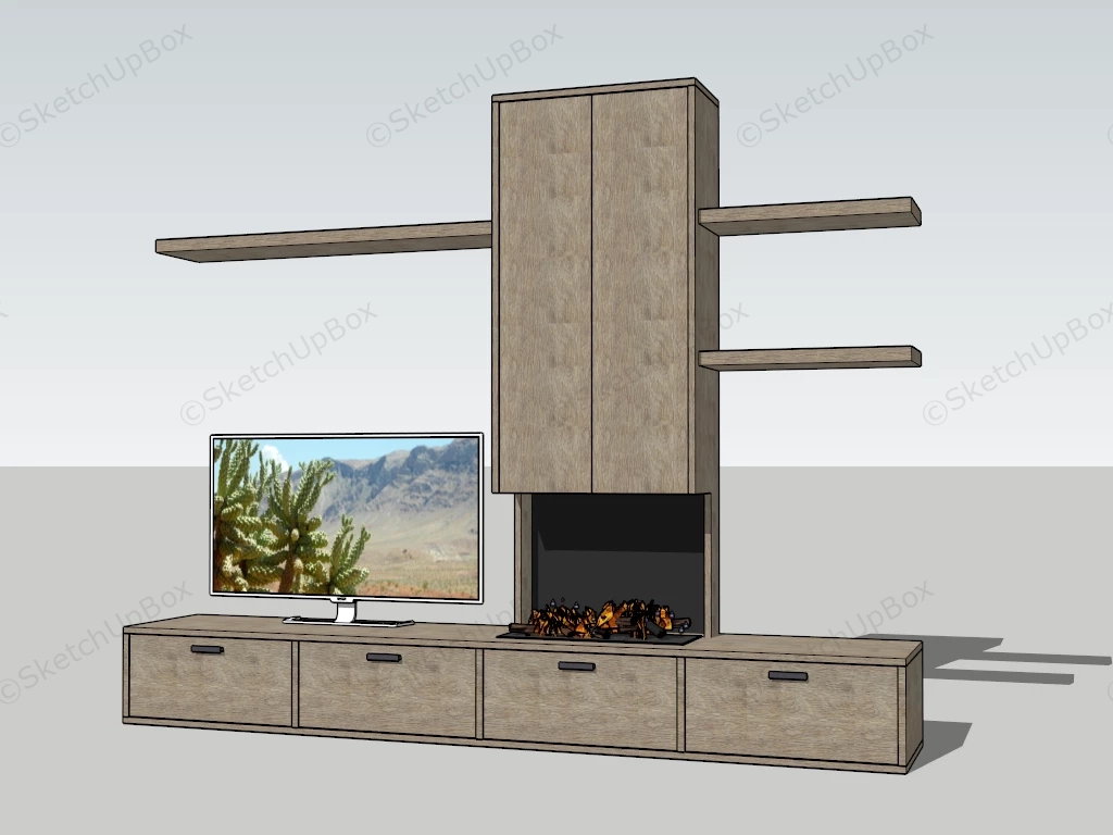 Tv Stand With Bookshelves sketchup model preview - SketchupBox