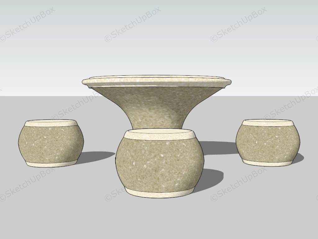 Stone Table And Stool sketchup model preview - SketchupBox