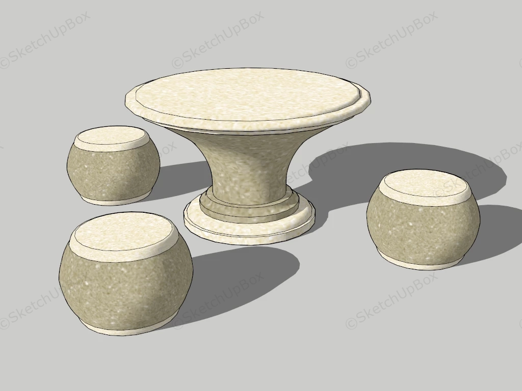 Stone Table And Stool sketchup model preview - SketchupBox