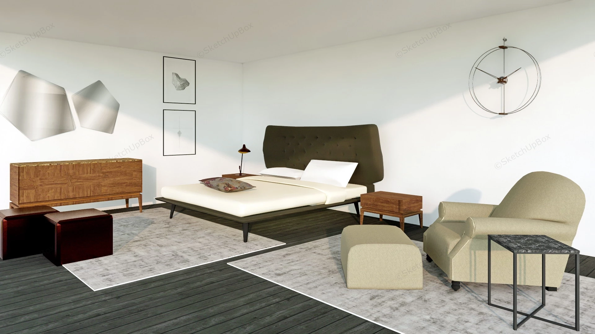 Simple Bedroom sketchup model preview - SketchupBox