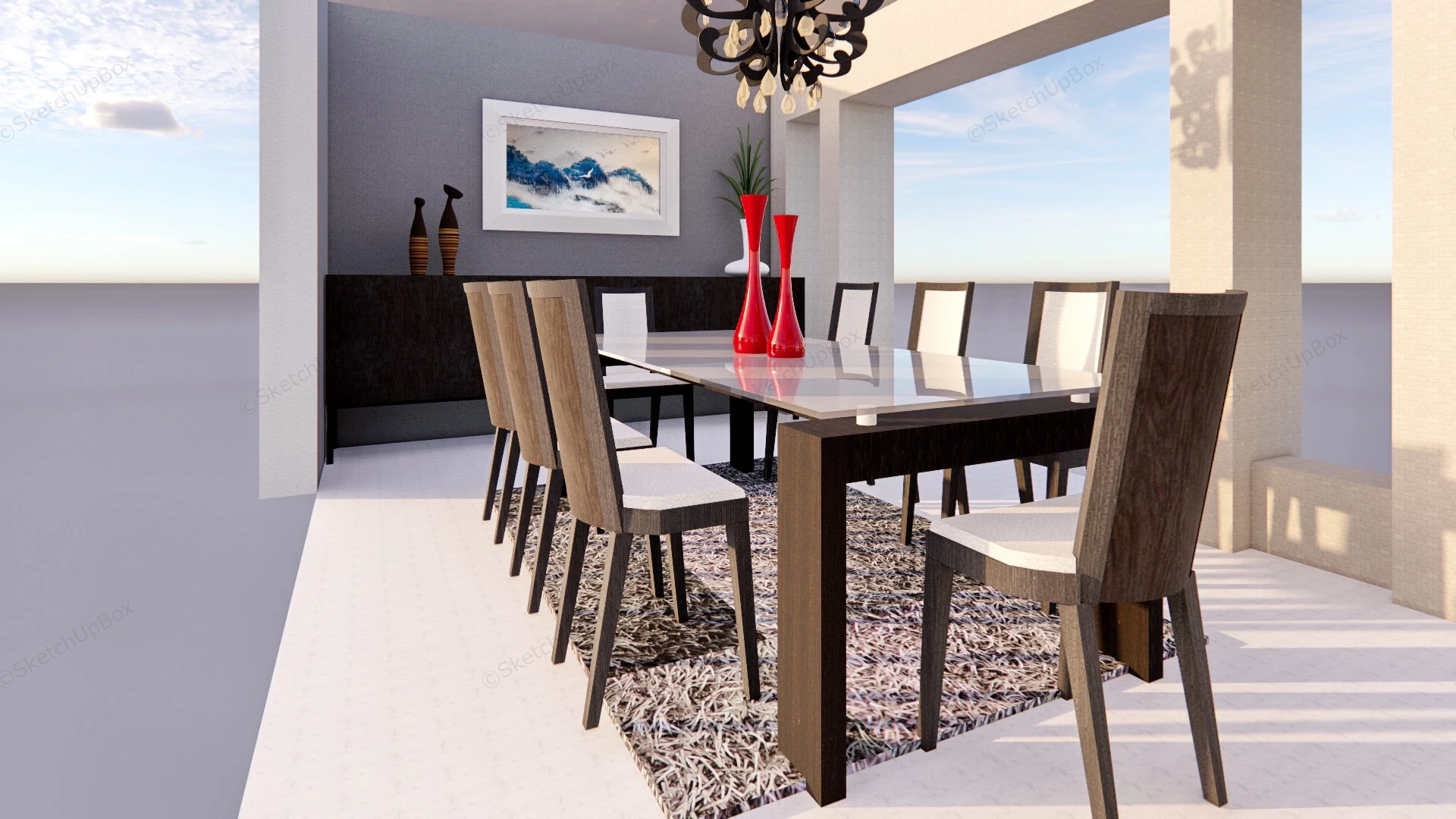 Outdoor Dining Room Set sketchup model preview - SketchupBox