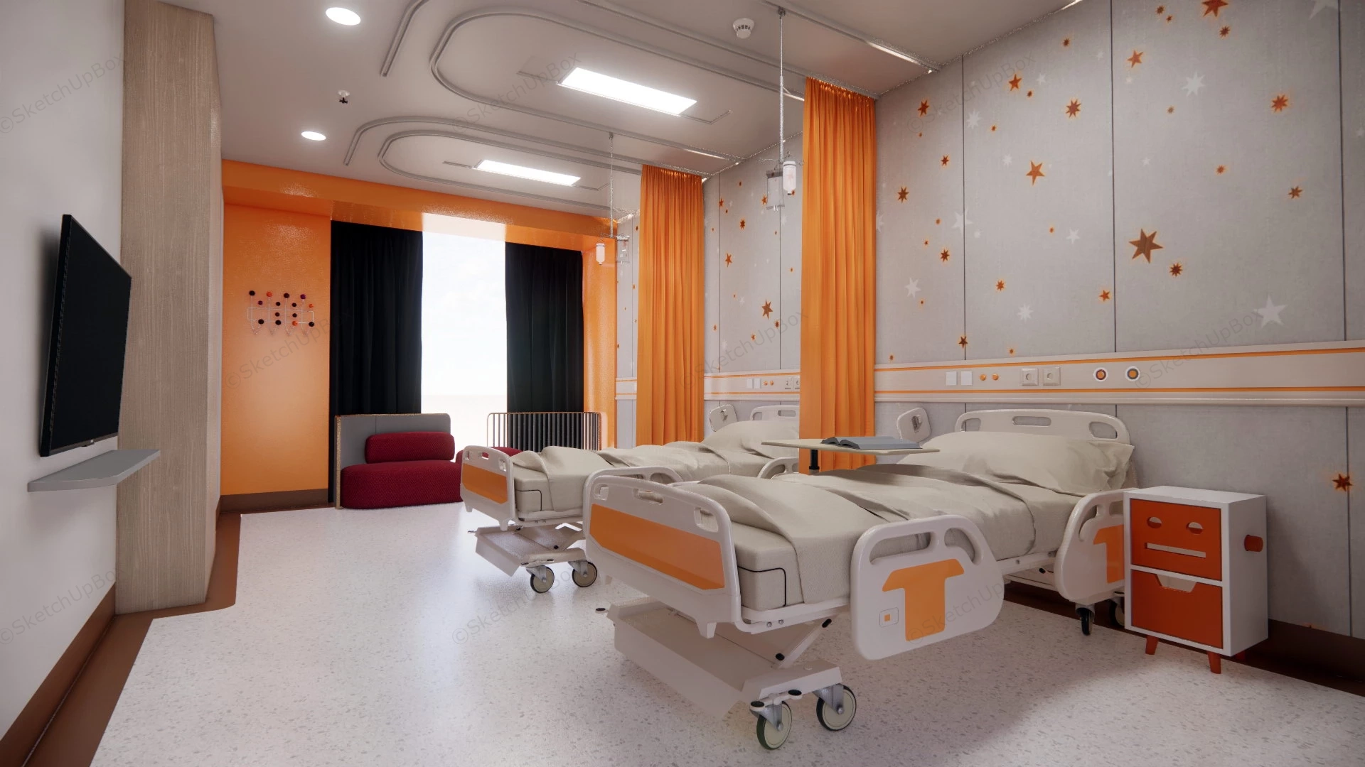 Children Hospital Ward sketchup model preview - SketchupBox