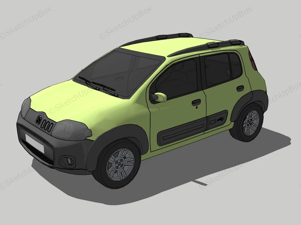 Fiat Uno sketchup model preview - SketchupBox