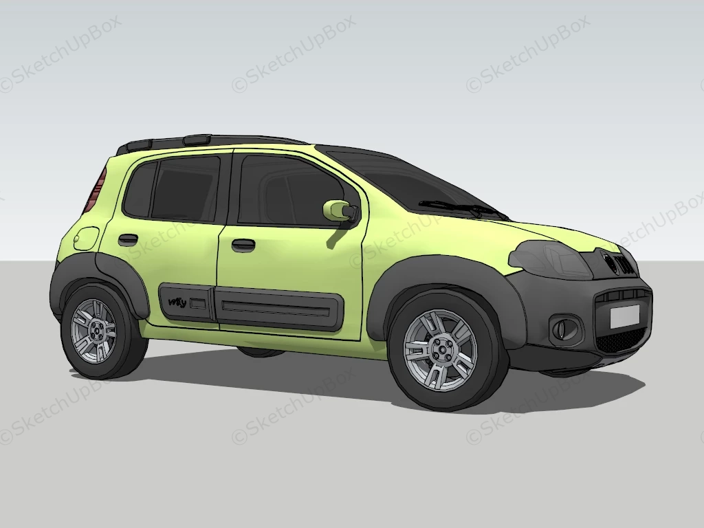 Fiat Uno sketchup model preview - SketchupBox