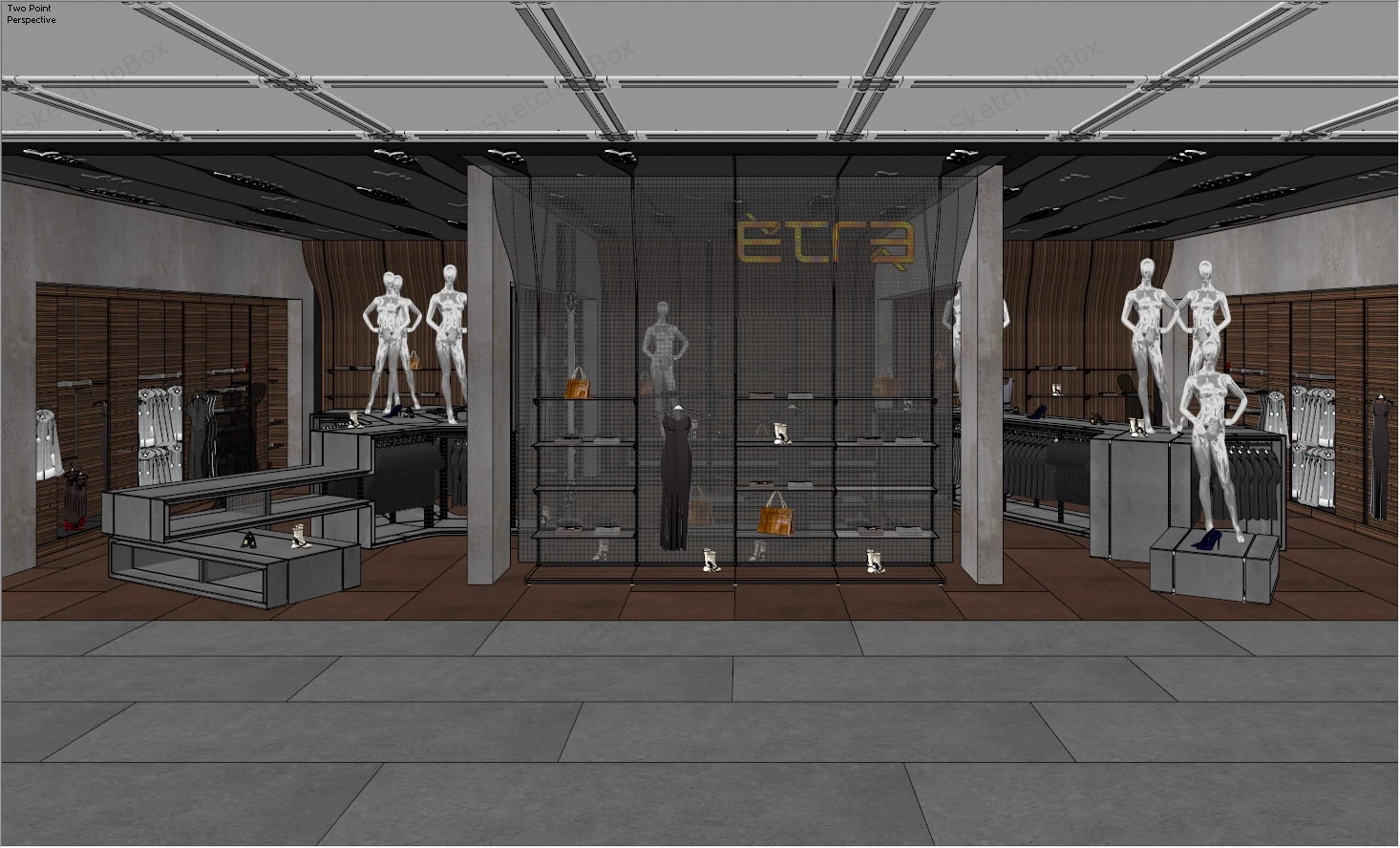 Industrial Clothes Store Design sketchup model preview - SketchupBox