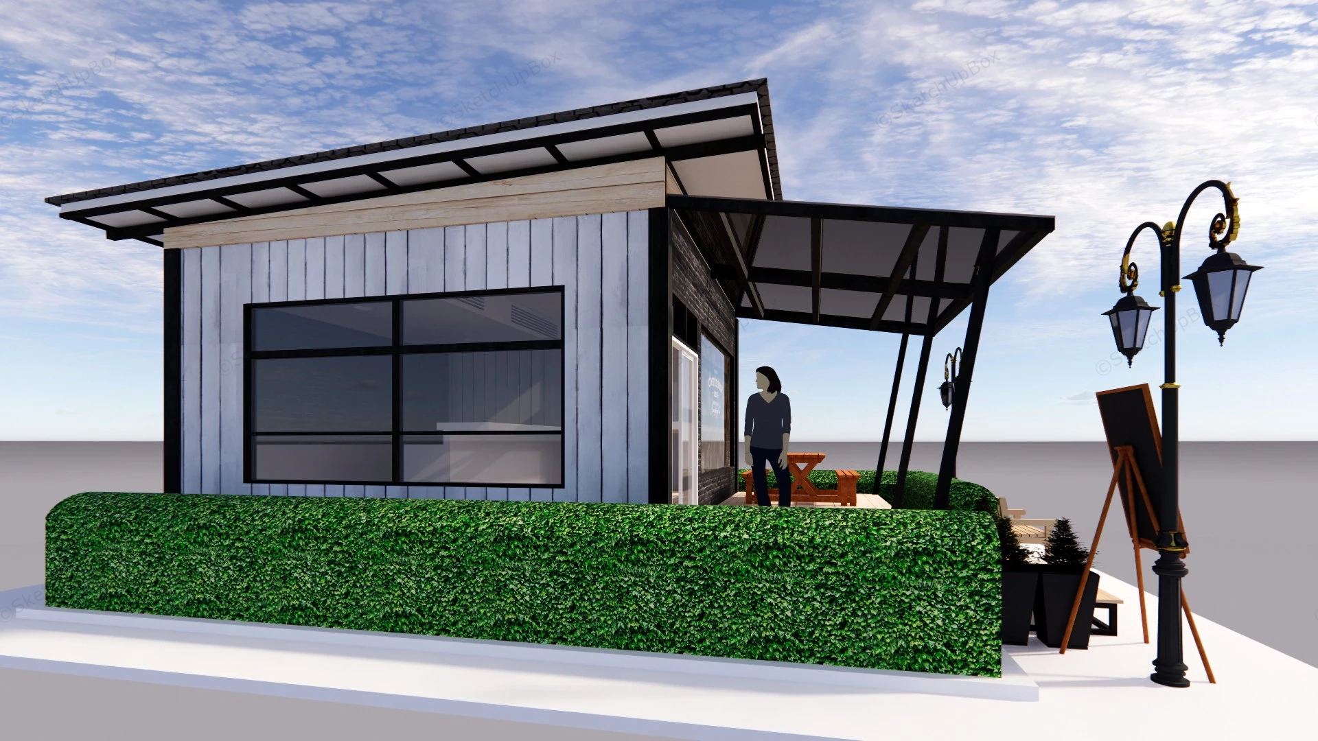 Vintage Shipping Container Coffee Shop sketchup model preview - SketchupBox