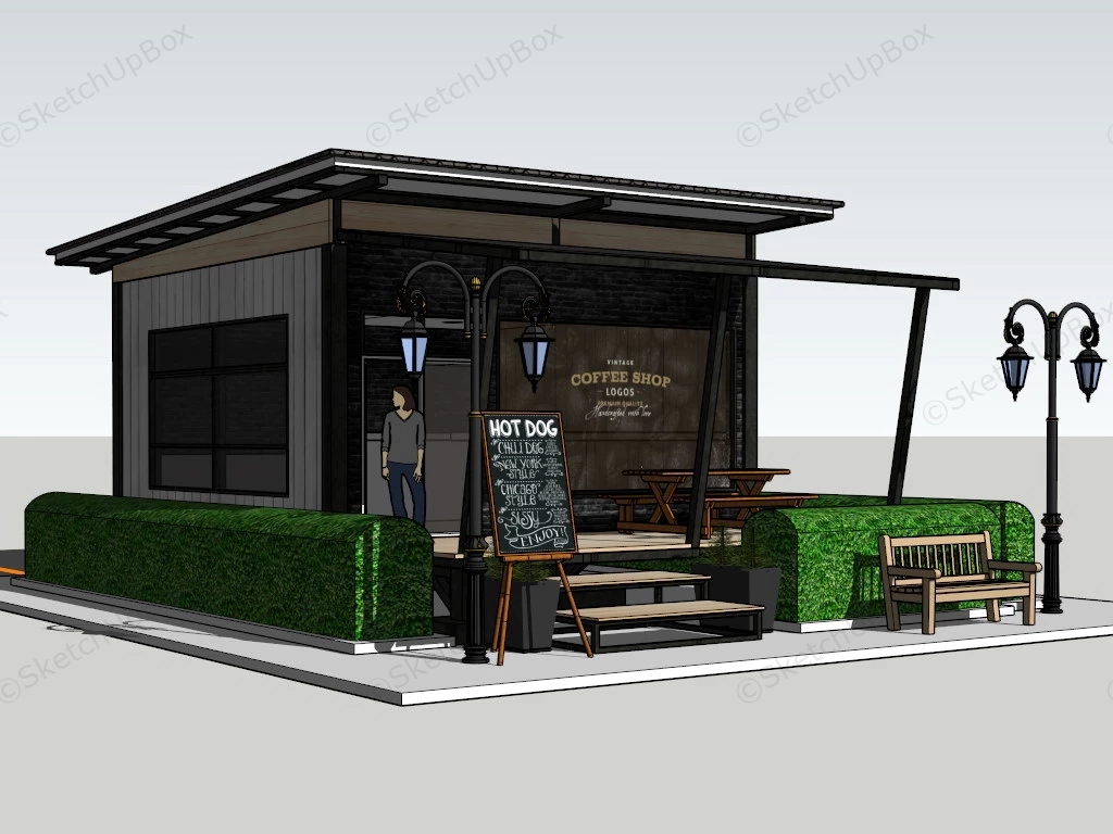 Vintage Shipping Container Coffee Shop sketchup model preview - SketchupBox